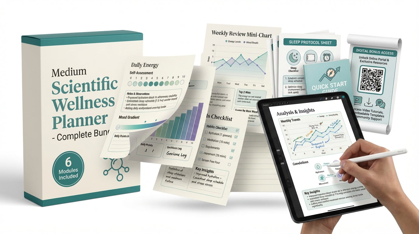 Medium Scientific Wellness Planner – Complete 6-Module Bundle for Evidence-Based Self-Care Tracking